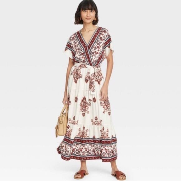 Knox Rose Maxi Dress Floral Batwing V-neck - Picture 7 of 7